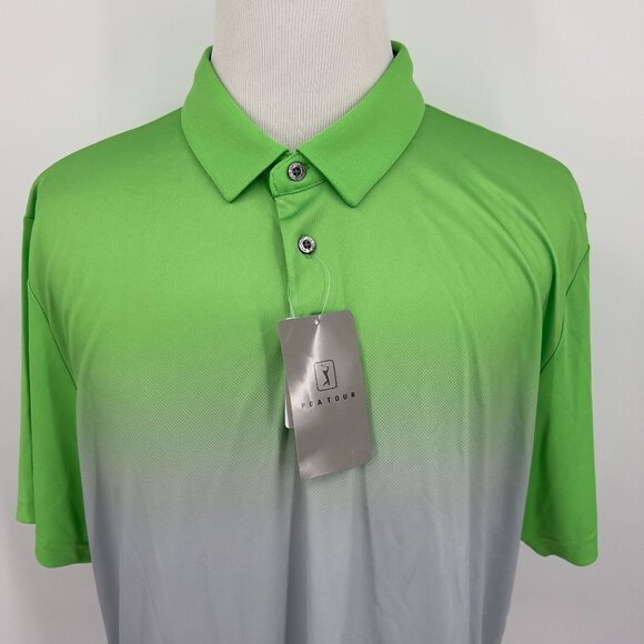 PGA Tour Men's Polo Shirt Size XXL Green & Gray Gradient Moisture-Wicking Lightw - Picture 1 of 9